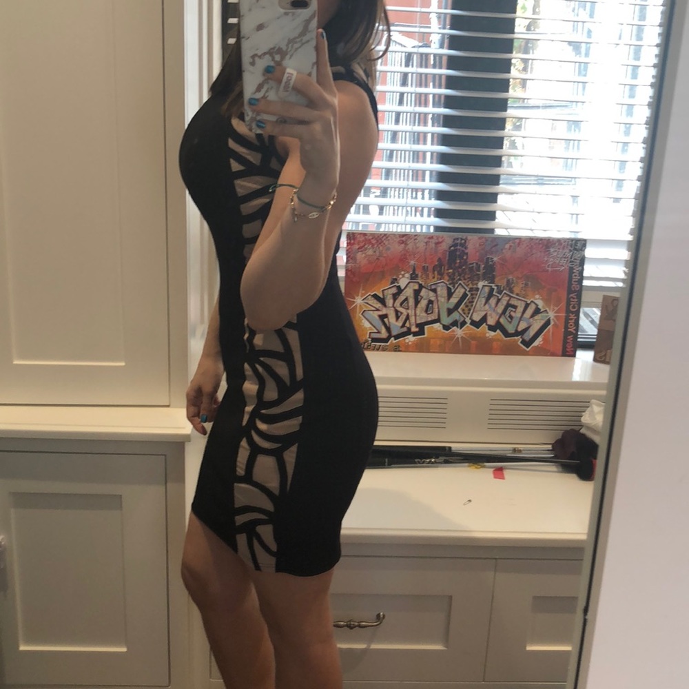 Lipstick London Nude/Black Color Block Dress